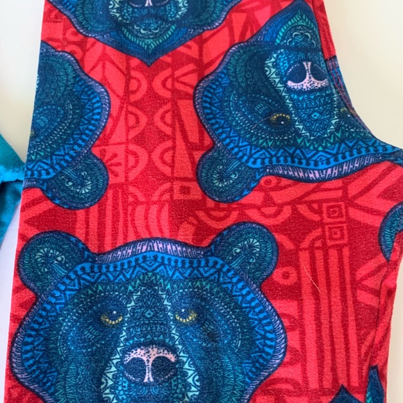 Lularoe Tween Oragami Bears Solid legging Bundle - Picture 3 of 8